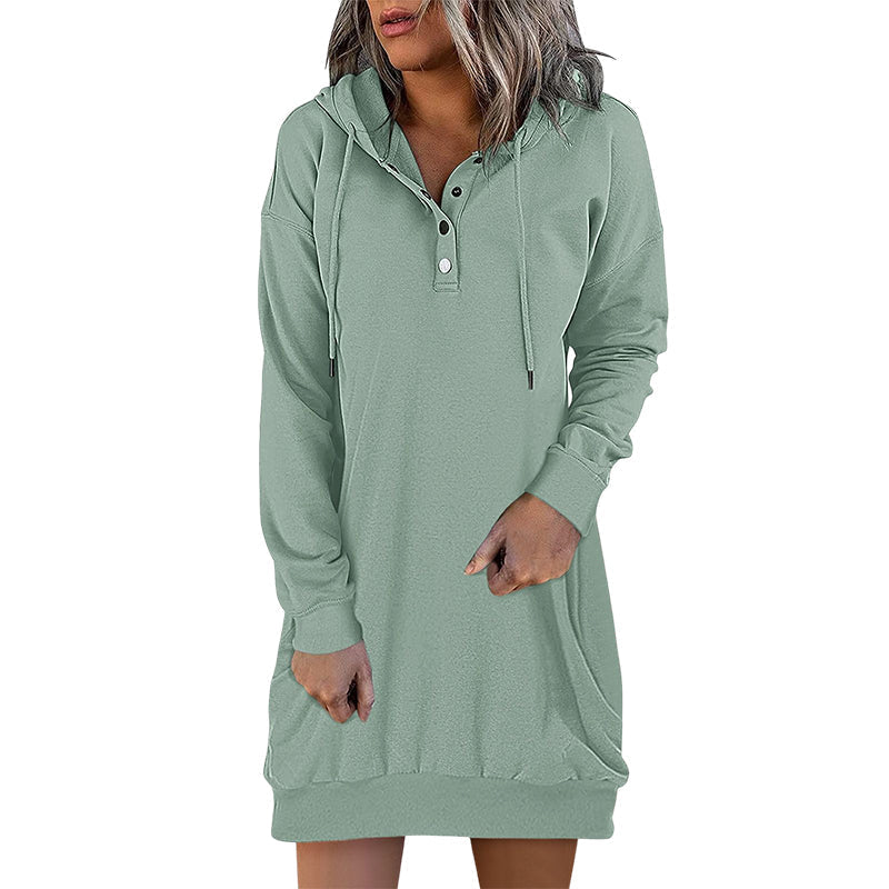 Höstig minimalistisk lång hoodie för dam – Valeria