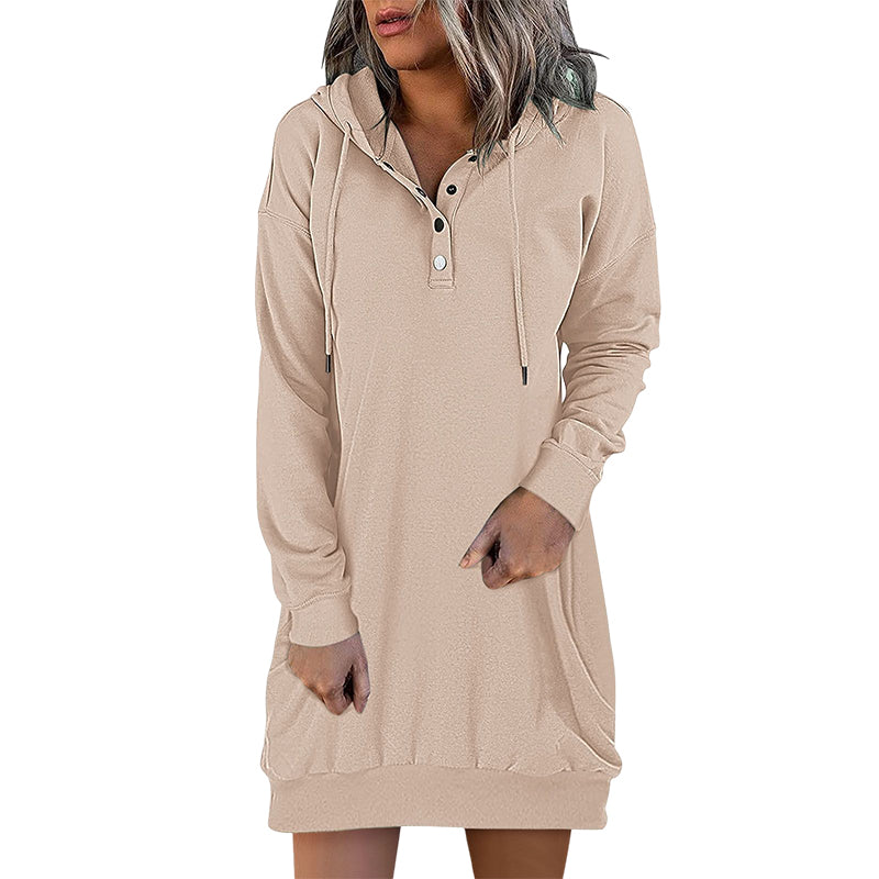 Höstig minimalistisk lång hoodie för dam – Valeria