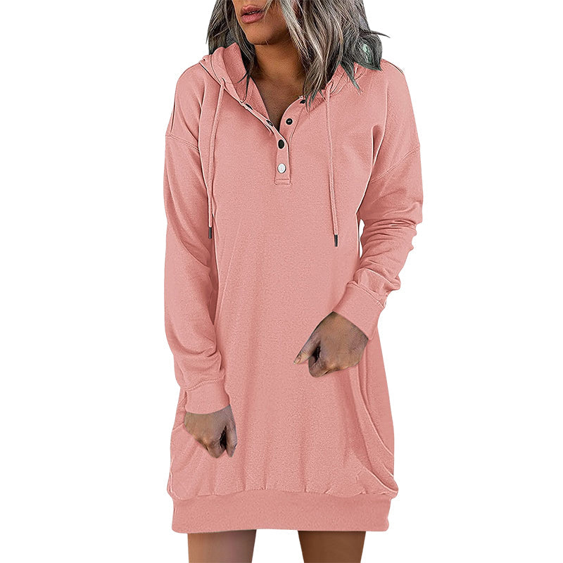 Höstig minimalistisk lång hoodie för dam – Valeria