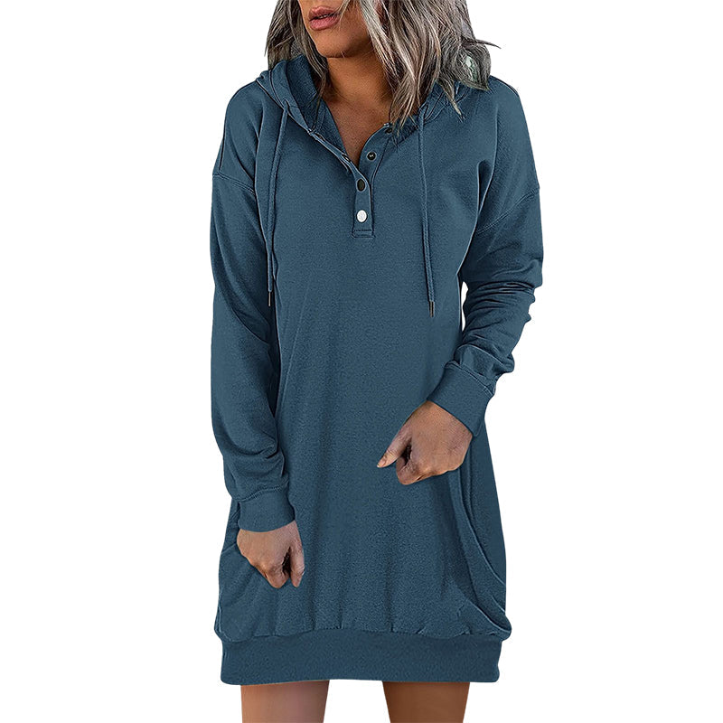 Höstig minimalistisk lång hoodie för dam – Valeria