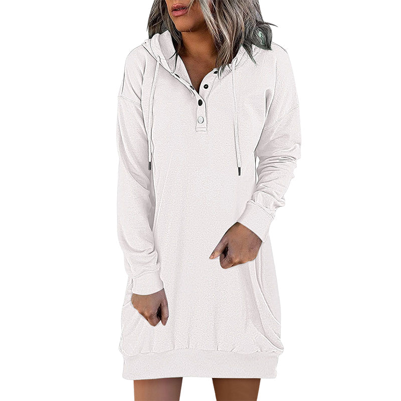 Höstig minimalistisk lång hoodie för dam – Valeria
