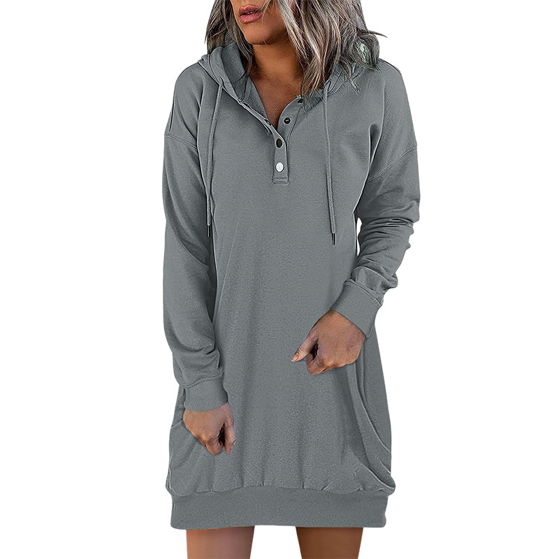 Höstig minimalistisk lång hoodie för dam – Valeria