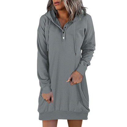 Höstig minimalistisk lång hoodie för dam – Valeria