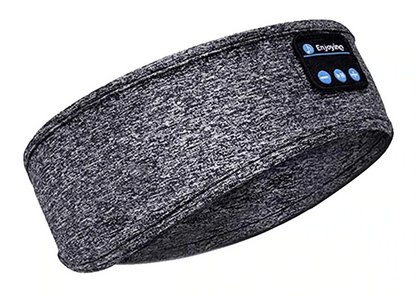 Graues Bluetooth-Stirnband, kabellose Kopfhörer, Schlafband, Musik, Sport, bequem.