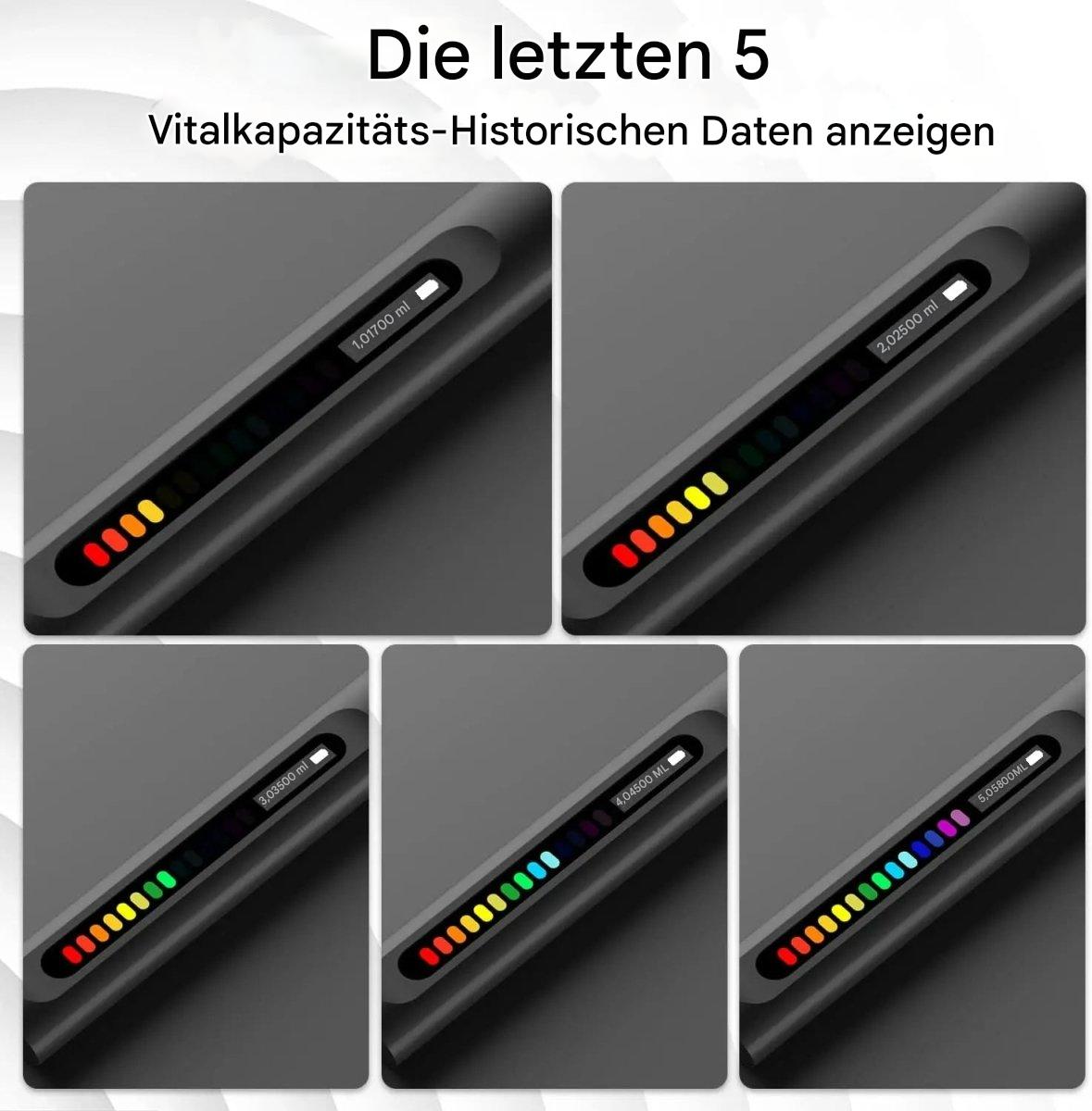 Atemtrainer für Sportler, schwarz, mit LED-Anzeige, Atemmuskeltraining, Vitaldatenanzeige.