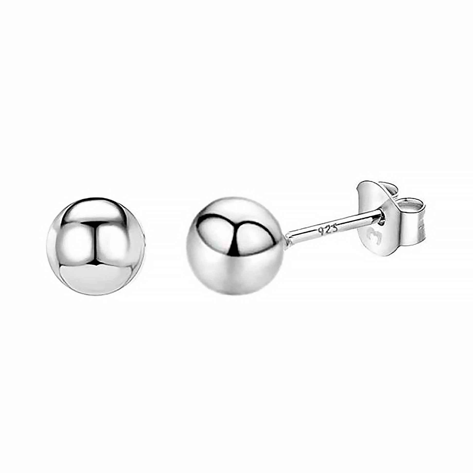 Silberne Kugel-Ohrringe, 925 Sterling Silber, minimalistischer Schmuck, elegantes Design.