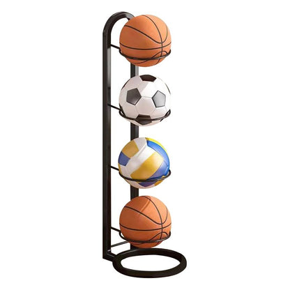 Vertikaler Sportballständer, schwarz, für Basketball, Fußball, Volleyball, platzsparend.