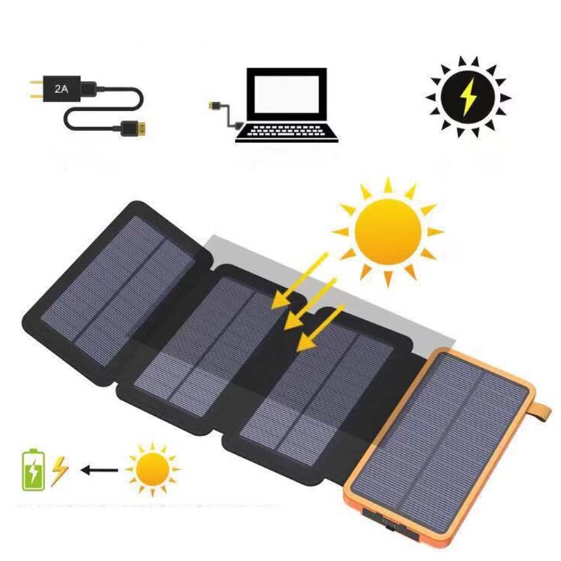 Solenergi-Powerbank med 4 paneler och 3 USB-utgångar – SunCore