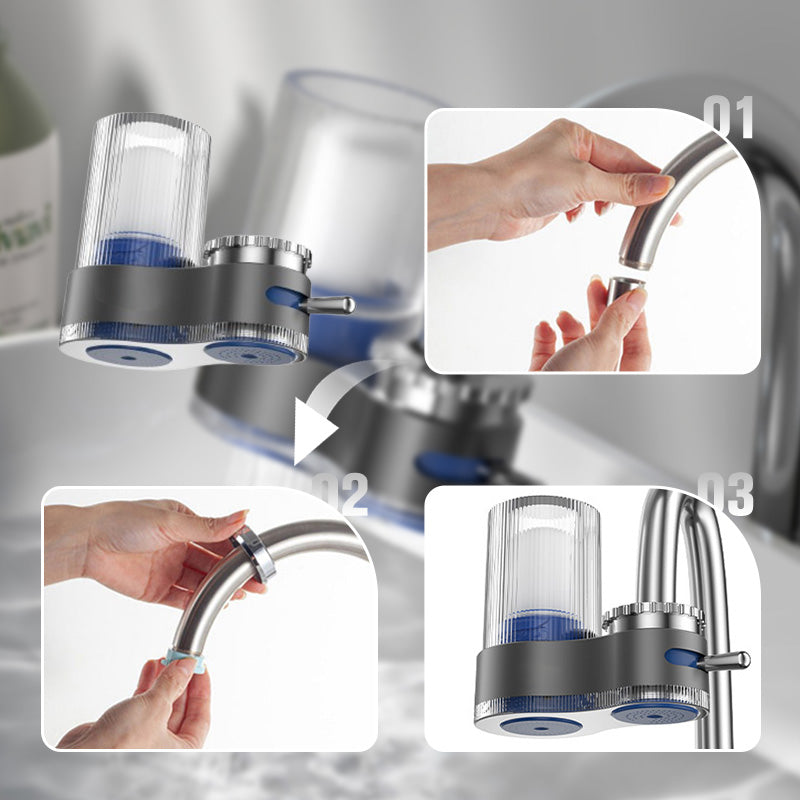 Wasserhahnfilter Edelstahl, transparent, für sauberes Trinkwasser, einfache Installation.