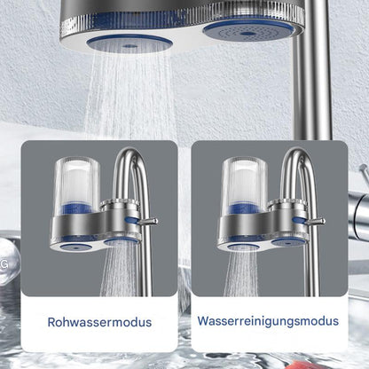 Edelstahl-Wasserhahn mit Filter, zwei Modi, modernes Design, Küche, Wasserreinigung.