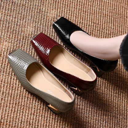 Snake Print Square Toe Heel Pumps 6