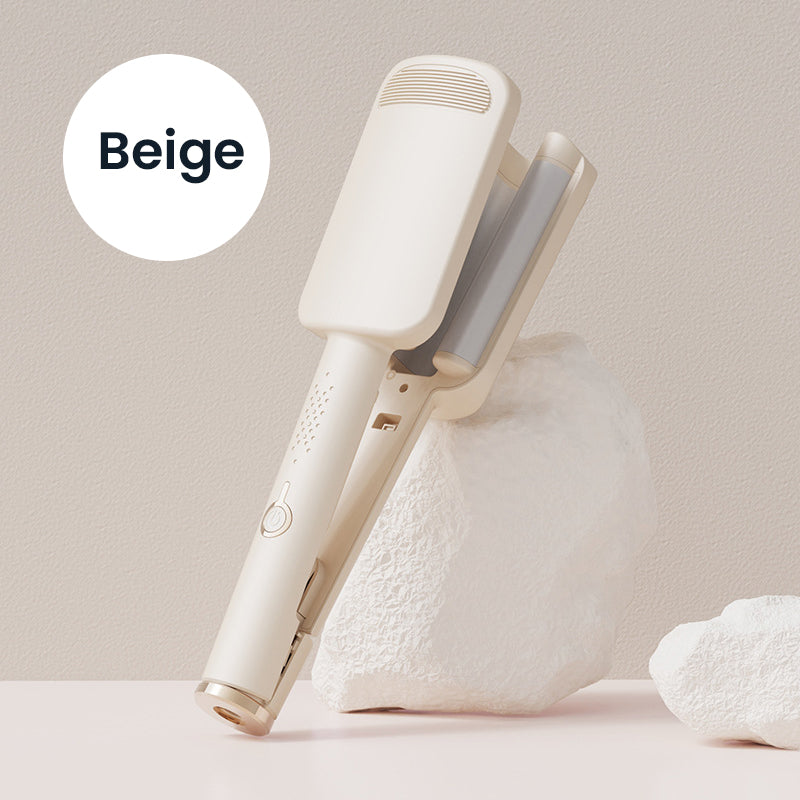 Den beigea vågtången lutar mot en vit sten mot en beige bakgrund 4