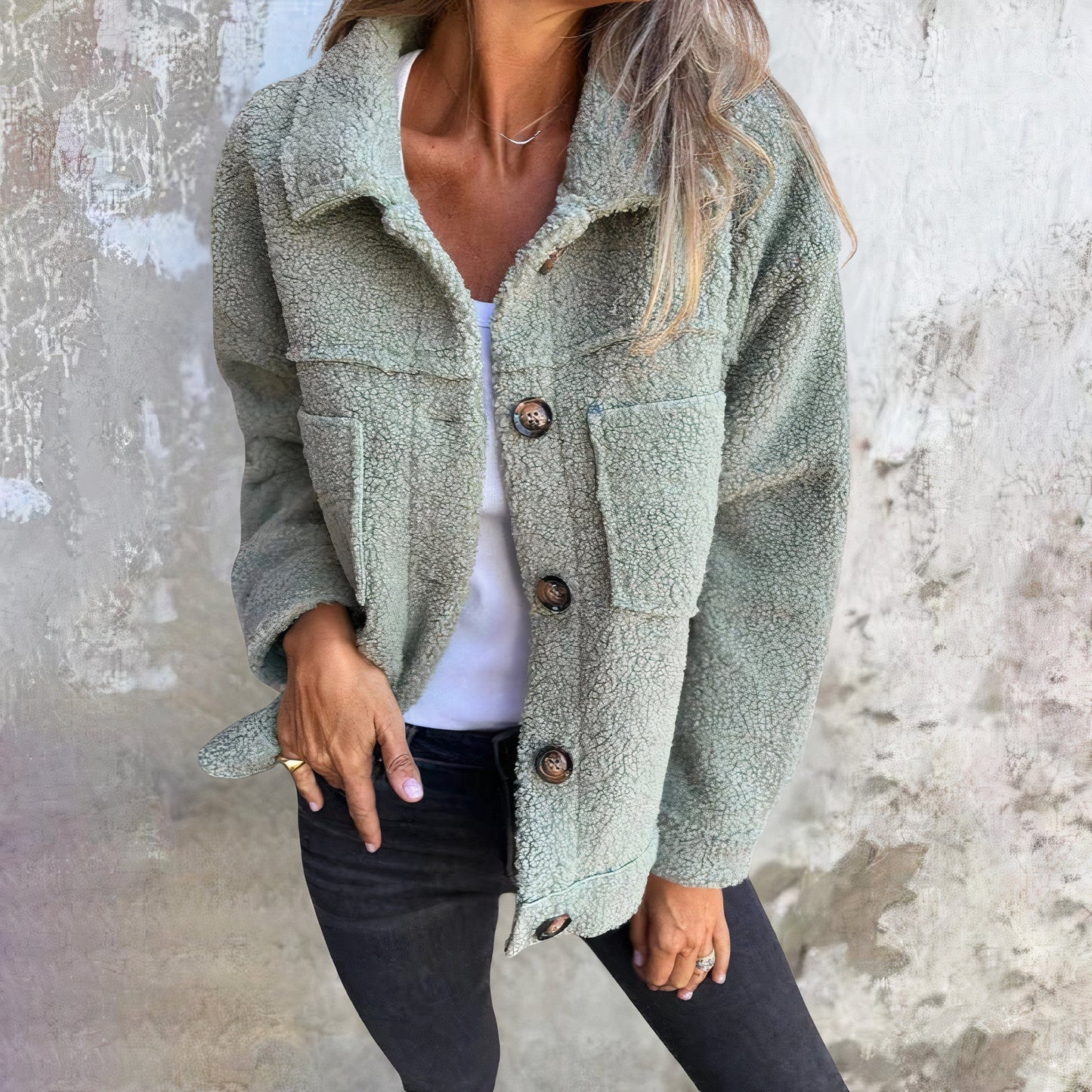 Damjacka i mjukt teddy-material – Marisol