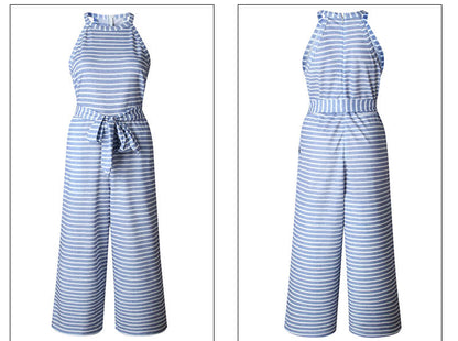 Luftig och stilfull dam jumpsuit med midjebälte och ränder – Nayla
