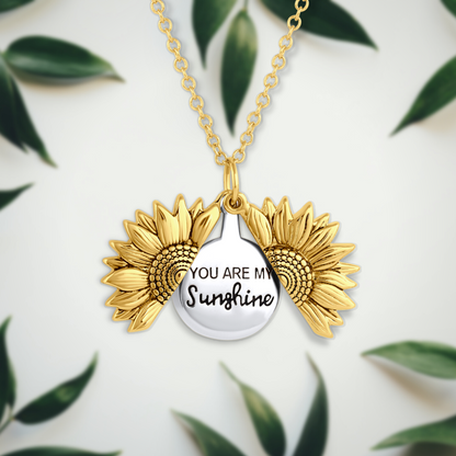 Sonnenblumen-Halskette mit "You Are My Sunshine"-Gravur, goldfarben, Schmuck, Geschenkidee.