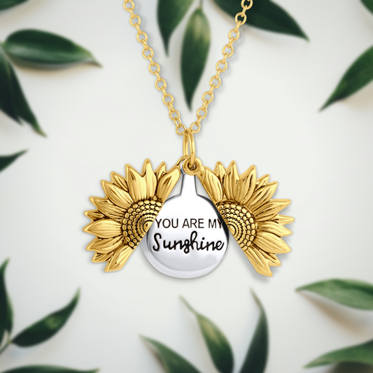 Sonnenblumen-Halskette mit "You Are My Sunshine"-Gravur, goldfarben, Schmuck, Geschenkidee.