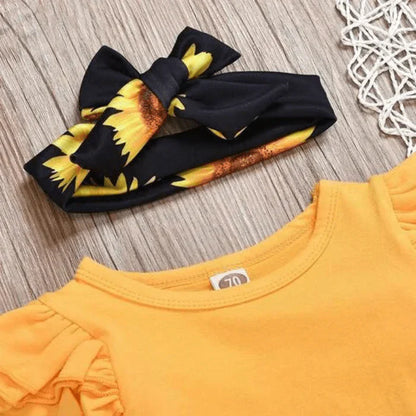 2-delad babyoutfit med solrosmönster – SolLeende