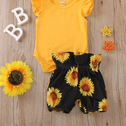 2-delad babyoutfit med solrosmönster – SolLeende