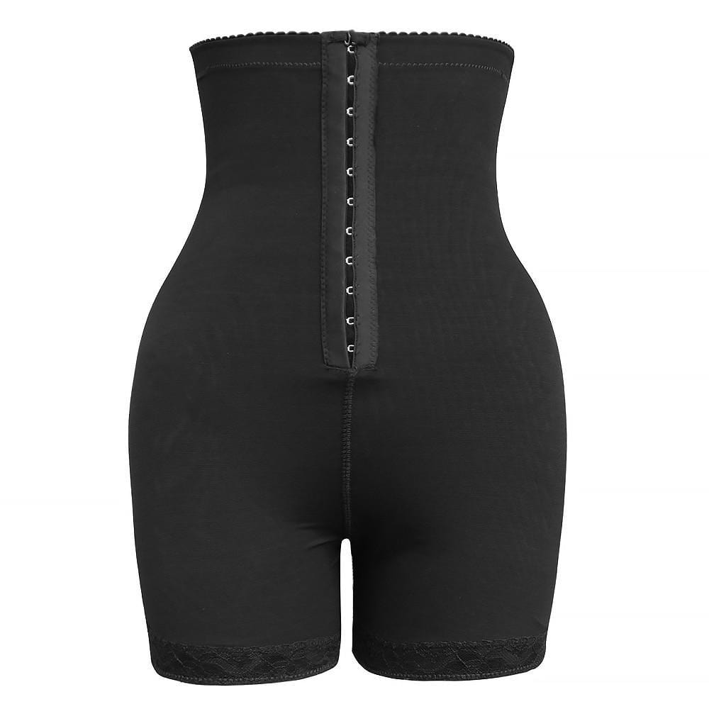 Schwarzer Taillenformer Body Shaper mit hoher Taille und Hakenverschluss für Damen.