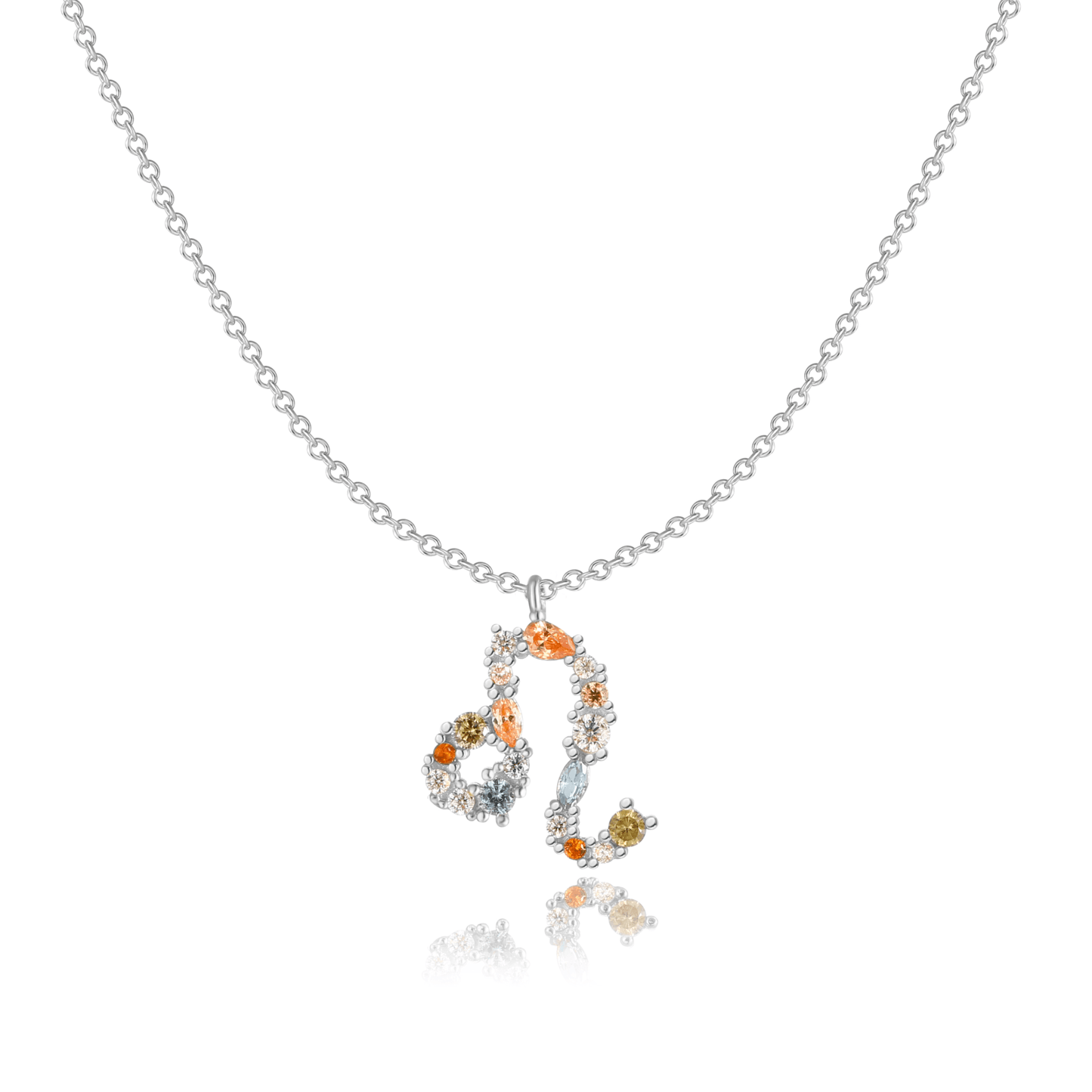 Silberne Tierkreiszeichen-Halskette mit bunten Kristallen, eleganter Schmuck für Damen.