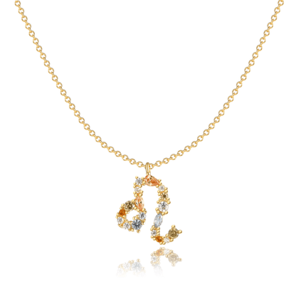 Goldene Tierkreiszeichen-Halskette mit funkelnden Steinen, eleganter Schmuck für Damen.