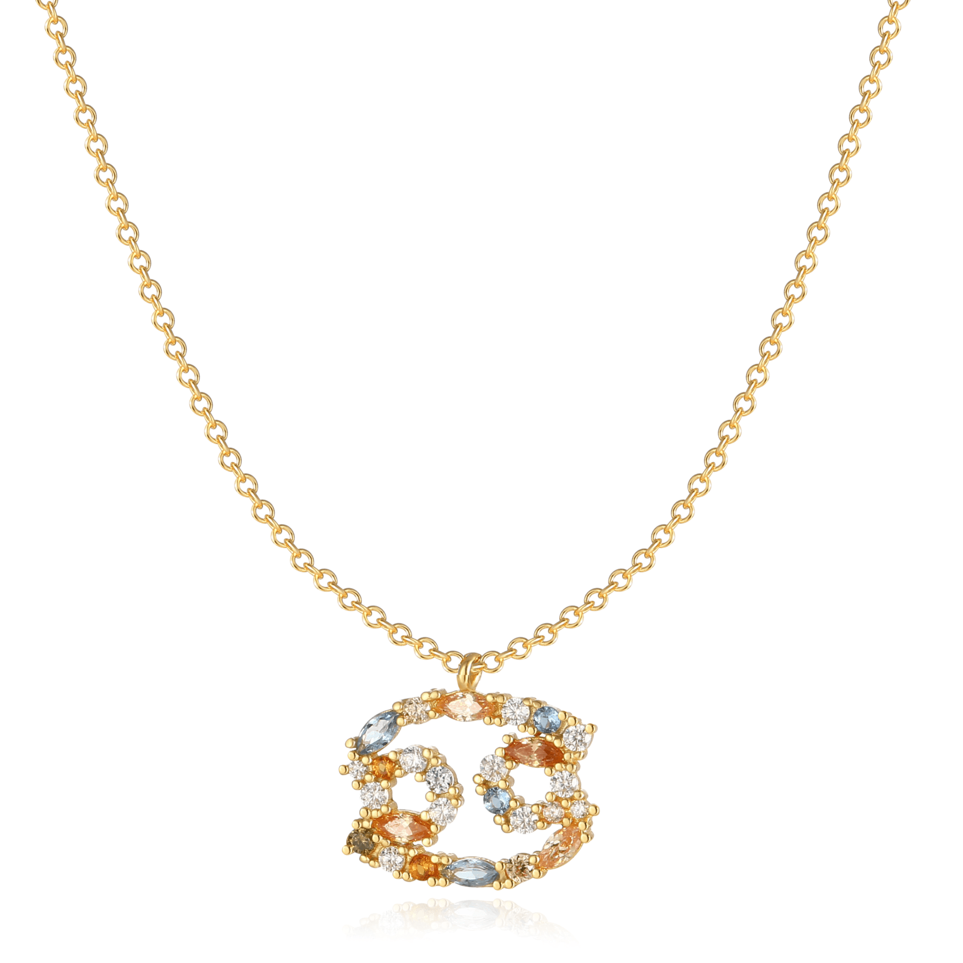 Goldene Tierkreiszeichen-Halskette mit funkelnden Kristallen, eleganter Schmuck für Damen.