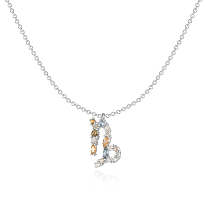 Silberne Tierkreiszeichen-Halskette mit funkelnden Kristallen, eleganter Schmuck für Damen.