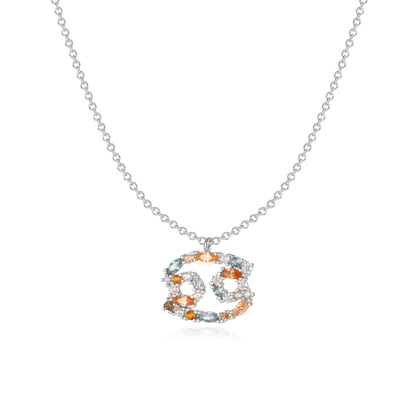 Silberne Tierkreiszeichen-Halskette mit funkelnden Kristallen, eleganter Schmuck für Damen.