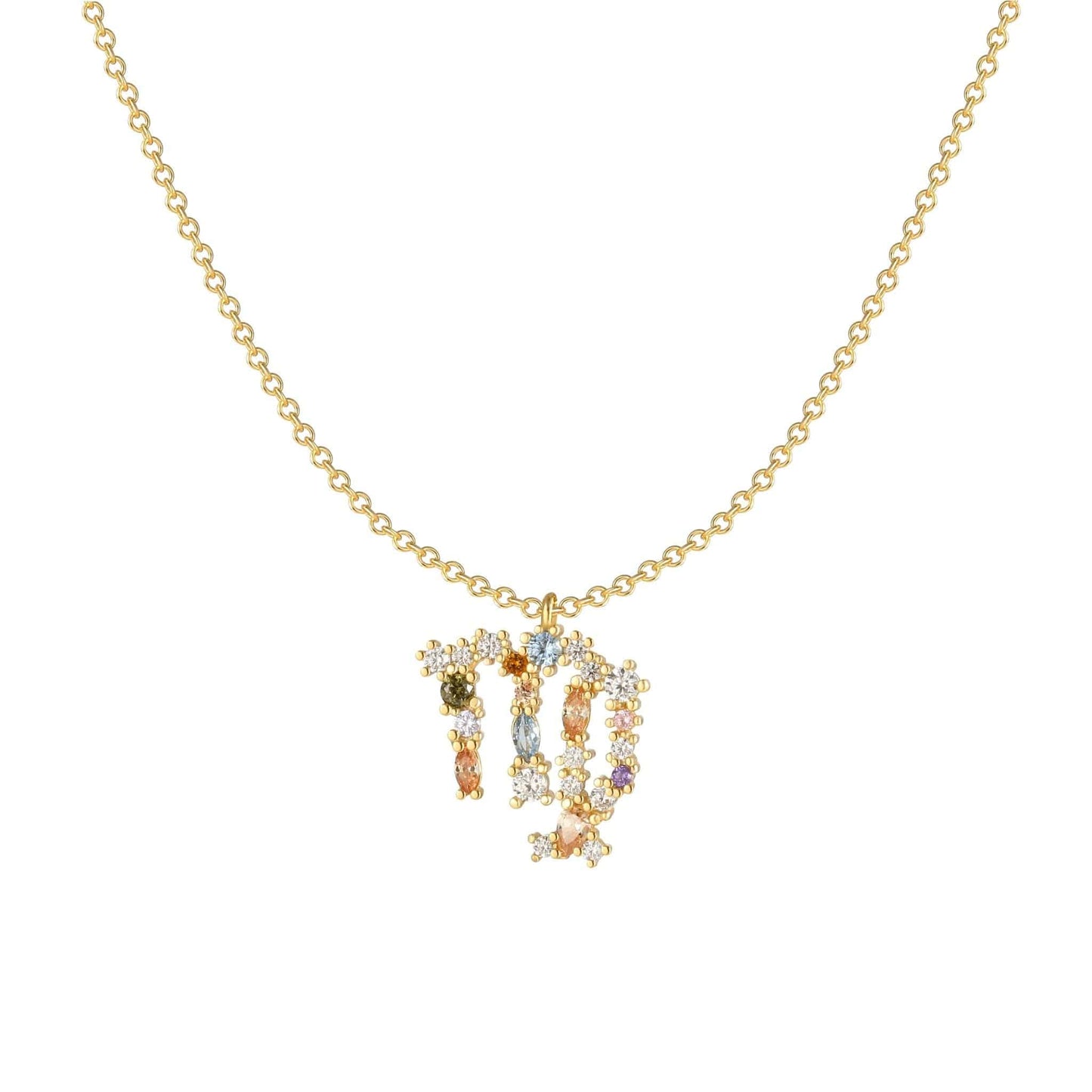 Goldene Tierkreiszeichen-Halskette mit funkelnden Kristallen, eleganter Schmuck für Damen.