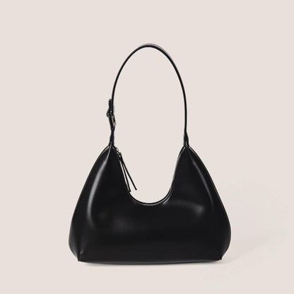Schwarze Halbmondtasche aus Leder, tragbar, modisch, elegant, Damenhandtasche.