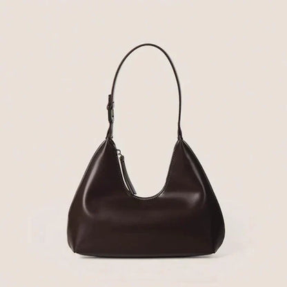 Braune tragbare Halbmondtasche aus Leder, elegantes Design, ideal für Damenmode.