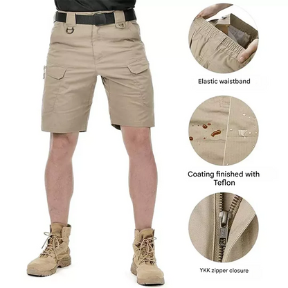 Herr Outdoorshorts med 6 fickor med dragkedjor - FlexTrek Cargo Shorts