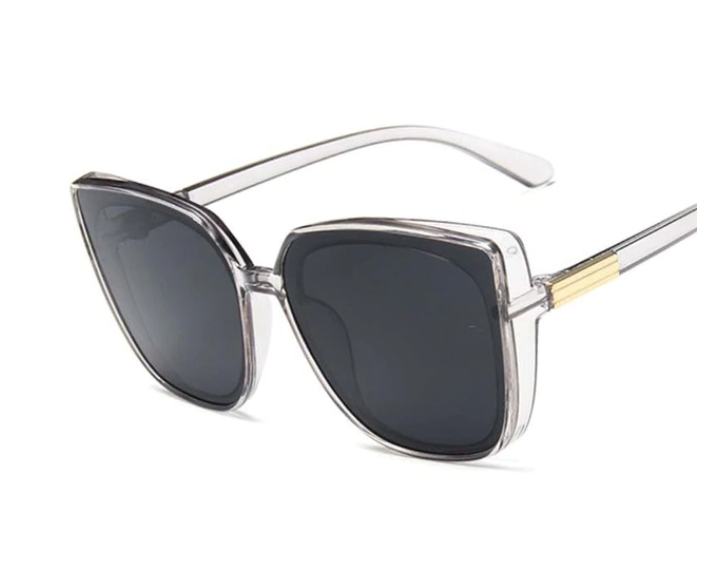 Transparente graue Sonnenbrille, quadratisch, UV-Schutz, modisch, Unisex-Accessoire.