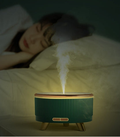 Grüner Aromatherapie-Luftbefeuchter, rund, modern, Schlafzimmer, Entspannung, Wellness.