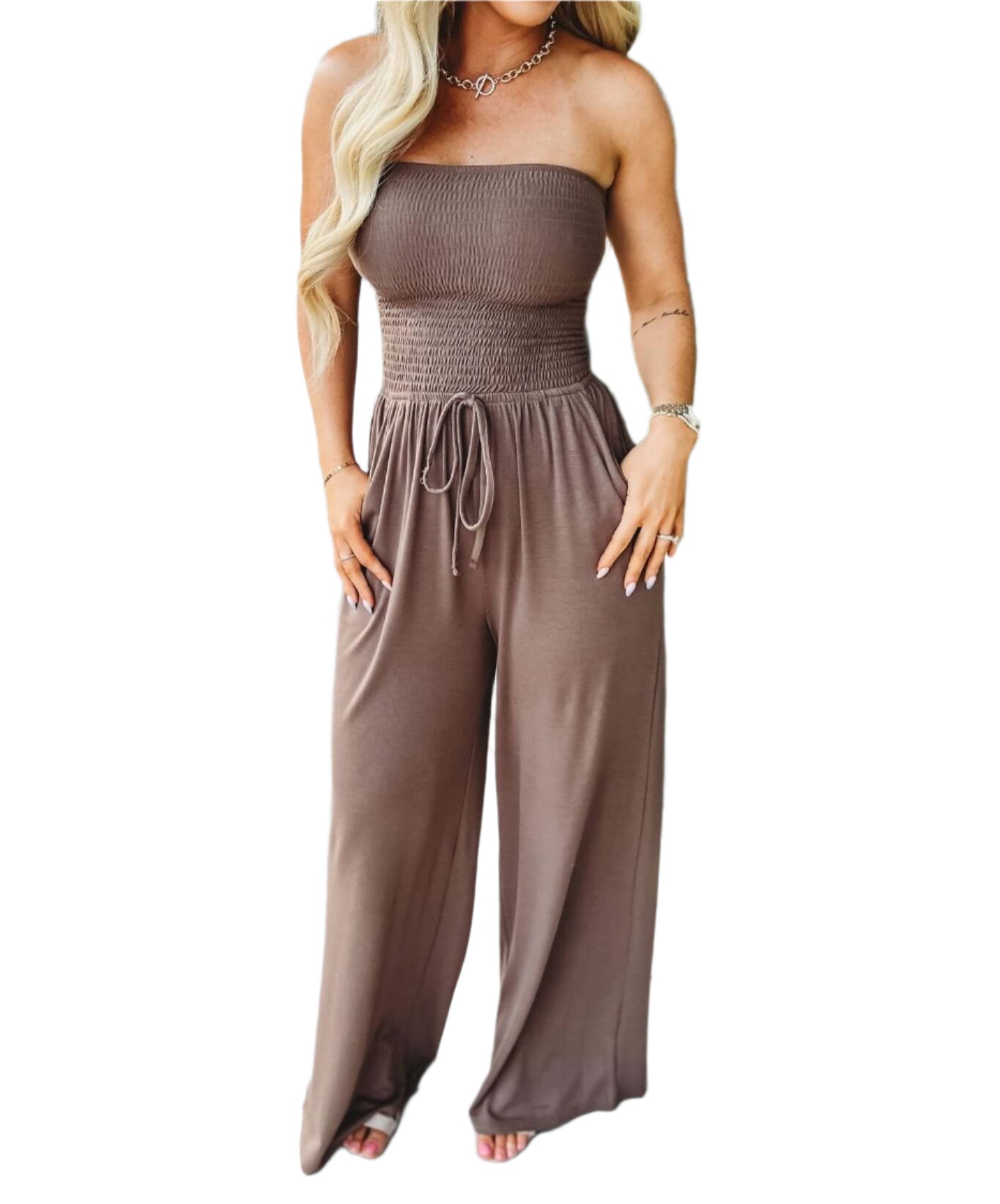 Off-shoulder-sommardress med vida ben – Camila
