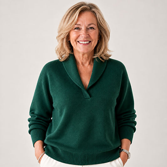 Women's Soft Sweater with Shawl Collar and Long Sleeves 1