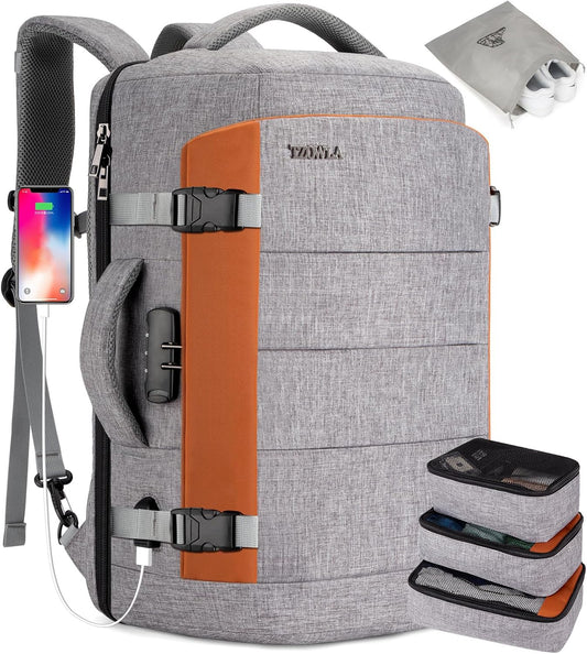 Vattentät 40 L reseryggsäck för laptop med USB-port och stöldskydd – AeroPack