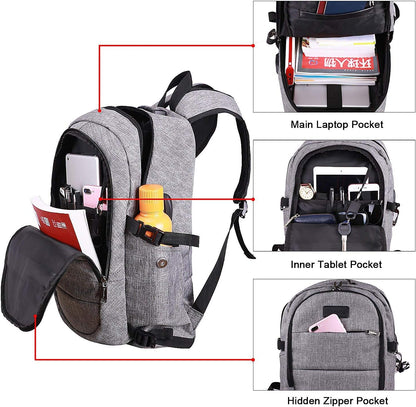 Extra stor anti-stöld laptop- och reseryggsäck med USB-port – 30–50 L