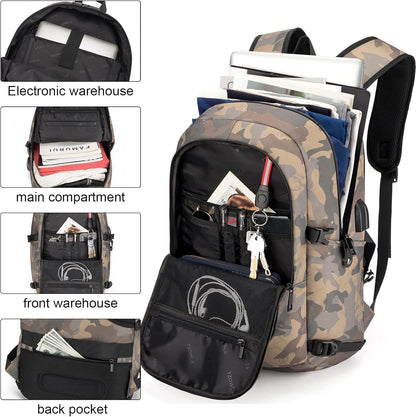 Extra stor anti-stöld laptop- och reseryggsäck med USB-port – 30–50 L