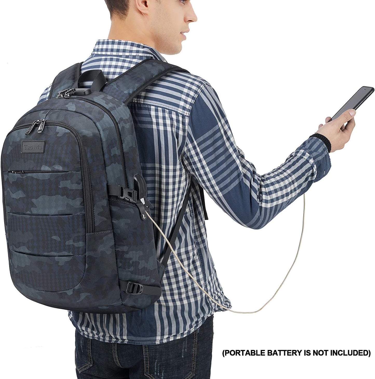 Extra stor anti-stöld laptop- och reseryggsäck med USB-port – 30–50 L