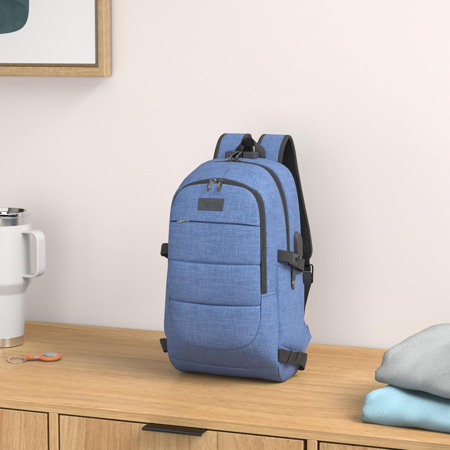 Extra stor anti-stöld laptop- och reseryggsäck med USB-port – 30–50 L