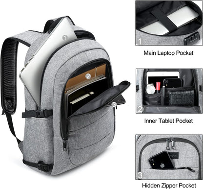 Extra stor anti-stöld laptop- och reseryggsäck med USB-port – 30–50 L