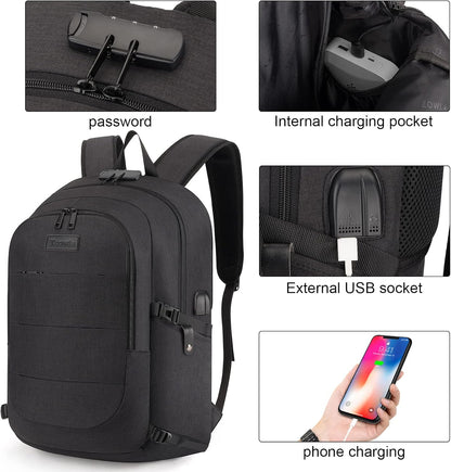 Extra stor anti-stöld laptop- och reseryggsäck med USB-port – 30–50 L
