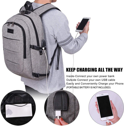 Extra stor anti-stöld laptop- och reseryggsäck med USB-port – 30–50 L