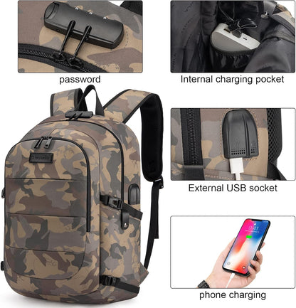 Extra stor anti-stöld laptop- och reseryggsäck med USB-port – 30–50 L