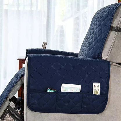 Blaue gesteppte Sesselhusse mit Taschen, universell, weich, für Wohnzimmermöbel.