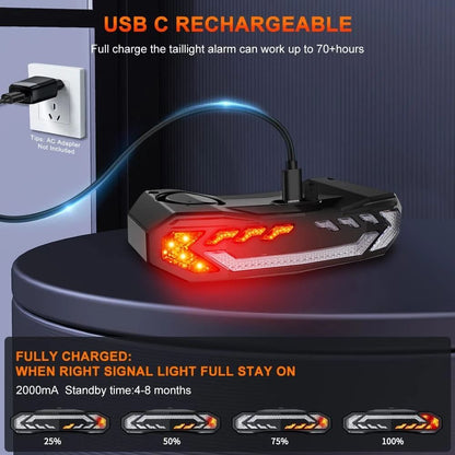 USB C wiederaufladbares Fahrradlicht, schwarz, LED, lange Akkulaufzeit, 2000mAh, wasserdicht.