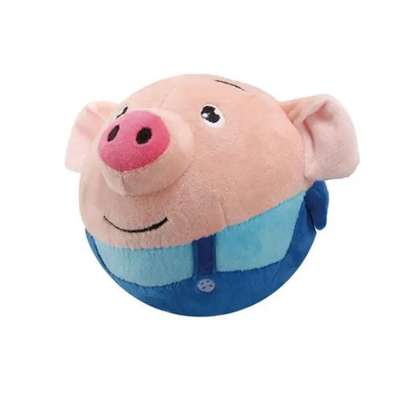 Rundes Plüschschwein in Blau, Kuscheltier, rosa und blau, Spielzeug für Kinder.