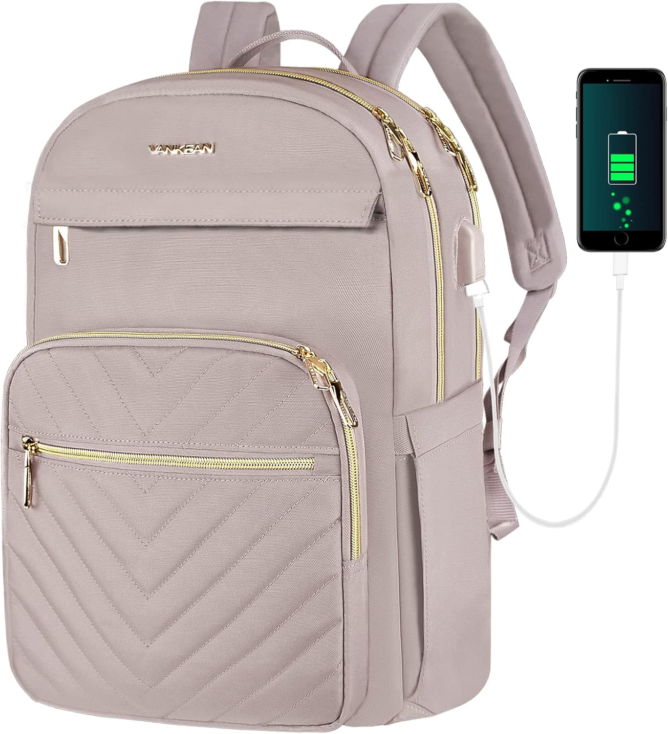 Lätt vattentät laptopryggsäck med USB-port – kompatibel med 15,6 tum