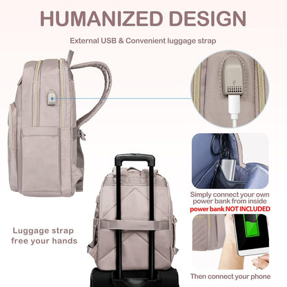 Lätt vattentät laptopryggsäck med USB-port – kompatibel med 15,6 tum